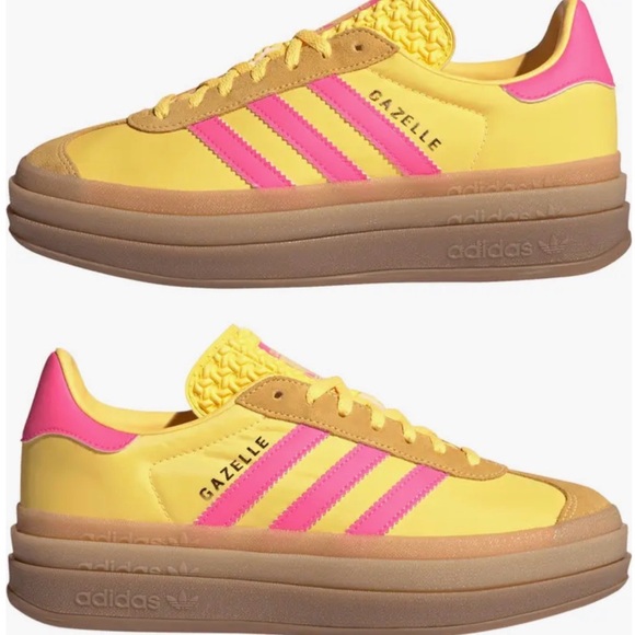 Adidas Women's Vibrant Yellow and Pink Sneakers - Picture 2 of 3